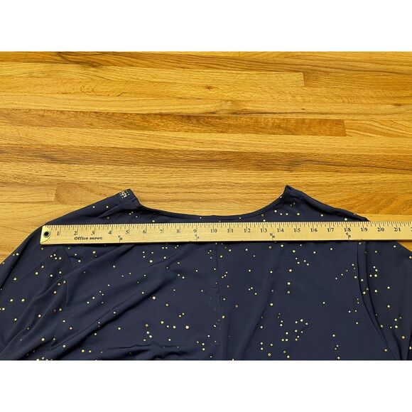 Catherine's Top Blouse Tunic Stretch Handkerchief Hem 2X Blue Polka Dot - Picture 7 of 9